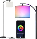 SUNMORY Arc Floor Lamp, Smart APP Remote Control Standing RGB Lamp | Tall Lamp with RGB Bulb & Hanging Lampshade, Dimmable Floor Lamp, Modern Floor Lamps for Living Room, Bedroom, Office