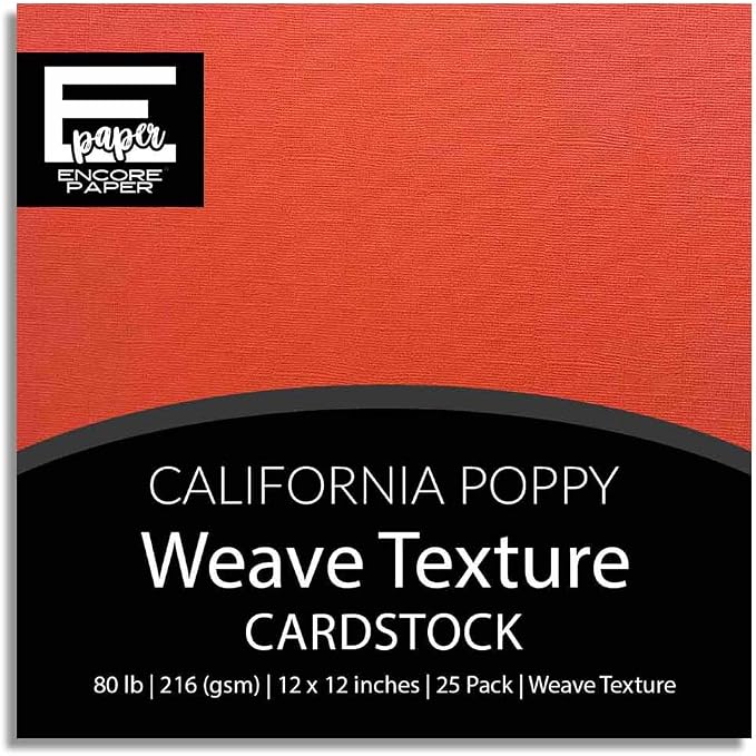 CALIFORNIA POPPY—12x12 Textured Cardstock | 80lb Textured Orange Scrapbook Paper | Premium Cardstock for Cricut Cutting | 25 Sheets