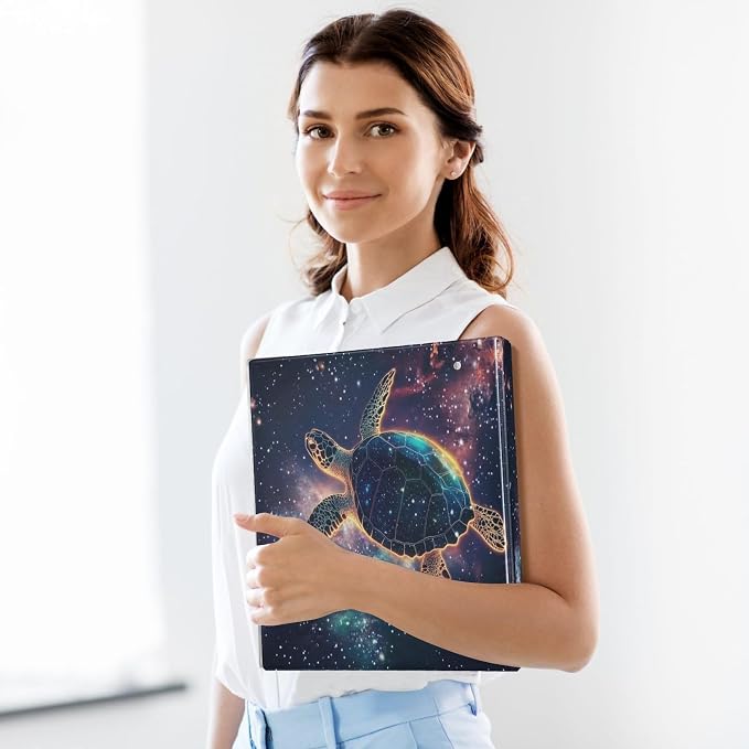 Turtle Galaxy Space 3 Ring Binder 1.5 Inch 1 Pack with 200 Sheet for Kids School Supplies Women Men Office