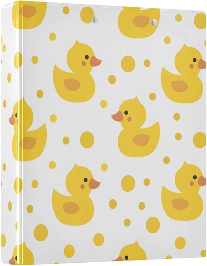 3 Ring Binder Cute Yellow Ducks 1.5" Round Ring Binders View Binder with 200 Sheet for Kids School Supplies Women Men Office, 1 Pack