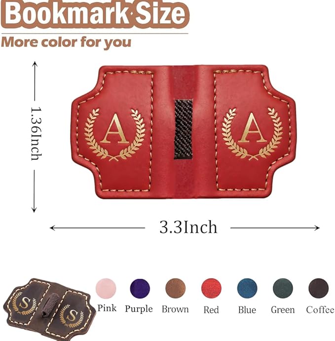 Personalized Mark Bookmark with Pen Holder, Leather Magnetic Book Marker 26 Letters,Custom Initials Page Marks, Gifts for Book Lovers Readers Men Women (Green, Z)