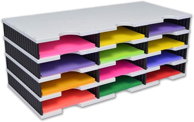 Ultimate Office TierDrop Desktop Organizer, 12 Compartment Sorter, 3-Wide | Sorts documents, forms, mail for office or classroom; modular no-tool assembly design, easily expands with add-on tiers