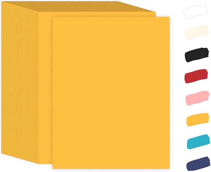 100 Sheets Yellow Cardstock 8.5 x 11 65lb Paper, Goefun Yellow Card Stock Printer Paper for Invitations, Menus, Wedding, DIY Cards