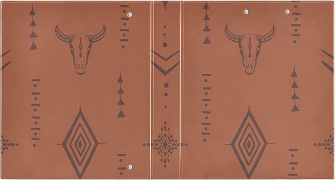 3 Ring Binder 1 Pack, 1.5 Inch D Ring A4 Letter Size Round Ring Binder with Clear Interior Pockets for Office Supplies Western Bull Boho