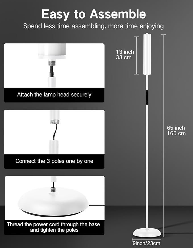 OUTON LED Floor Lamp with Remote & APP Control, 1500LM Ultra Bright Tall Standing Lamp, 16 Million Colors, 32 Scene Modes & Music Sync, Modern Corner Lamps for Living Room, Bedroom, Gaming, White