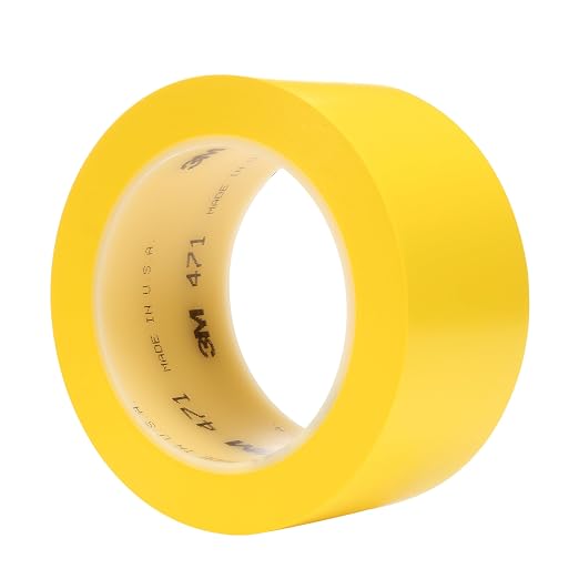 3M Vinyl Tape 471, 2 in x 36 yd, Yellow, 1 Roll, Yellow Floor Tape | Paint Alternative for Floor Marking, Social Distancing, Color Coding, Safety Marking