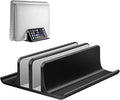 Vaydeer Double Adjustable Vertical Laptop Stand Newly Designed 2 Slots Aluminum Desktop Dual Holder for All MacBook/Chromebook/Surface/Dell/iPad Up to 17.3 Inches - Black