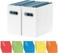 Oterri File Organizer, 2 Packs Cardboard File Folder Organizer with 25 Hanging File Folders, Portable File Box with Handle