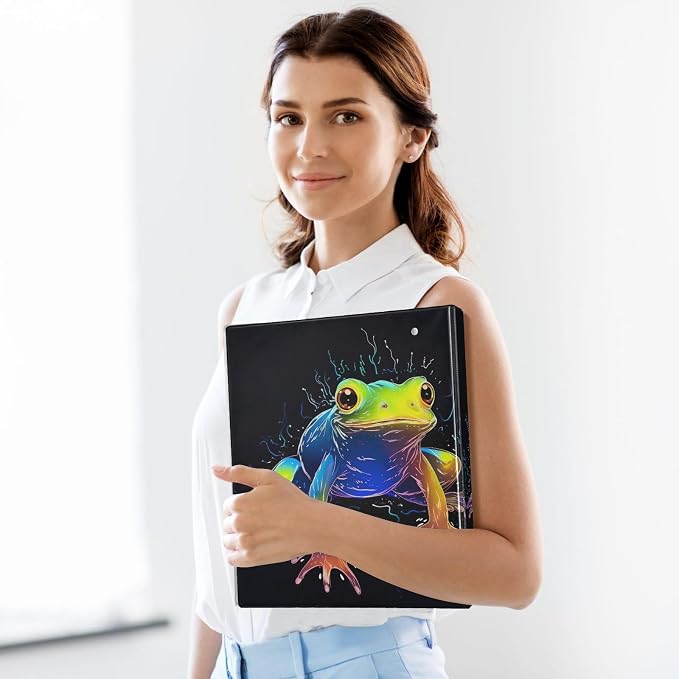 Colorful Frog 3 Ring Binder Letter Size 1.5 Inch Binders 3 Ring with 3 Pockets & Clipboard Three Ring Binder Organizer for Girls School Supplies 1 Pack