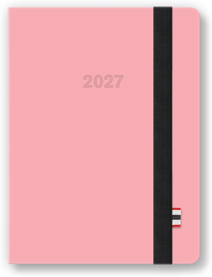 Orange Circle Studio 2027 Purring Pink Hunter Jotter Medium Planner, 17-Month Weekly & Monthly Calendar Planner, 6.5" x 8.6", Dot Grid Notes, Time Zone Map, Goal Pages, Work Daily Planner Notebook