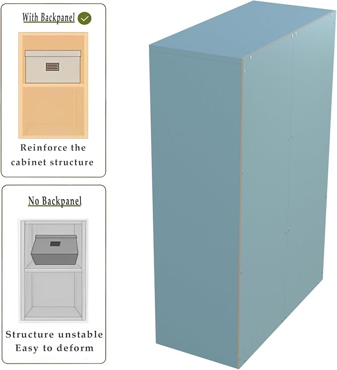 6-Cube Storage Shelf Bookcase, Light Blue | Wooden 3-Tier Open Bookshelf, Fits 11×11" Bins, Vertical or Horizontal Use, Full Back Panels, For Home Office