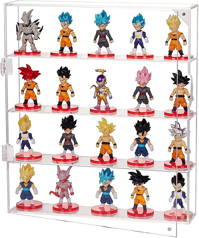 AITEE 4 Tiers Acrylic Display Case for Mini Funko Pop on Wall or Desktop | 11.77"Lx2.5"Wx13.38"H, acrylic, dustproof, wall mountable and freestanding, organizes mini toys collectibles stones