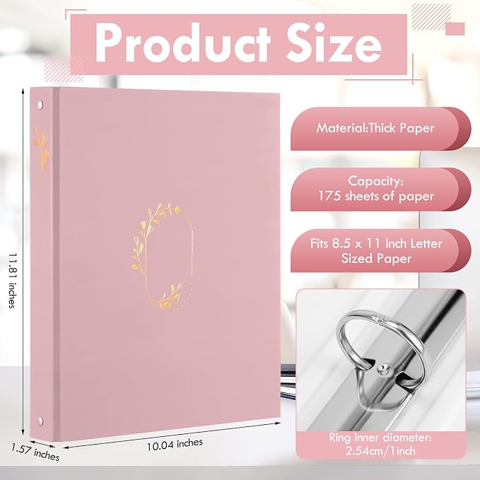 Sayglossy 4 Pcs Aesthetic 3 Ring Binder Sturdy 1 Inch Cute Binder Fits 11" x 8.5" Letter Sized Paper for Women Men School Office Home Supplies Work Organize Paperwork, 4 Colors (Cute)