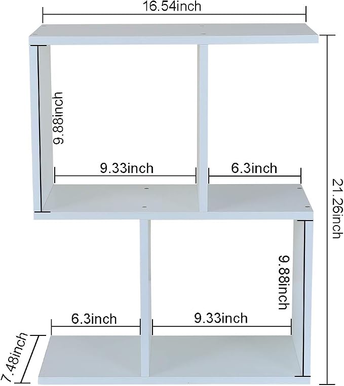 Desktop Shelf Freestanding Wooden Small Bookshelf Desk Supplies Organizers and Accessories Storage Display Rack Office Dorm Decor for Women, White