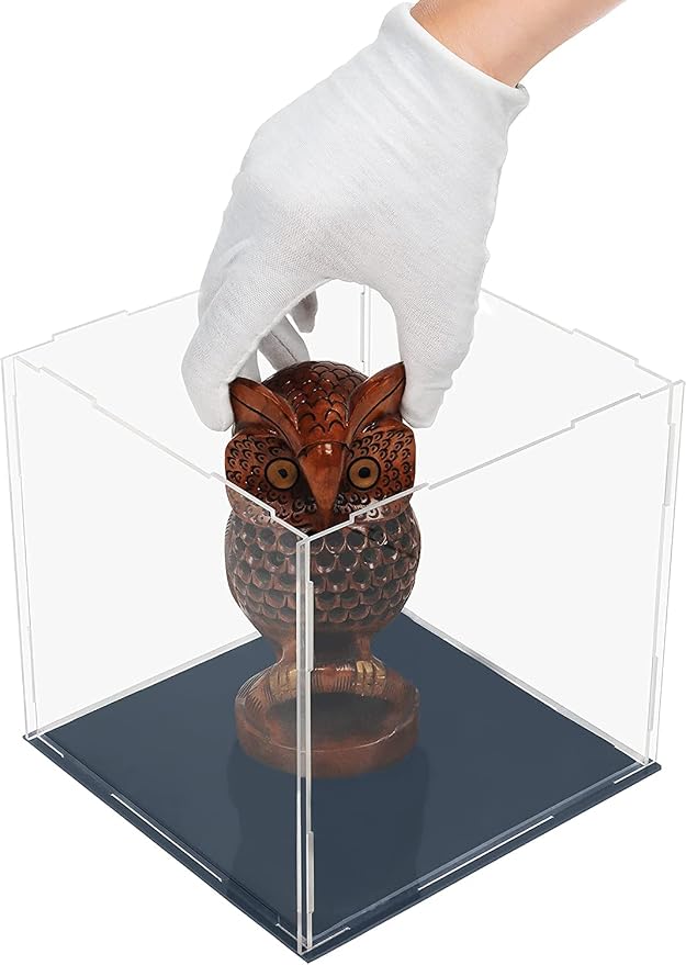 Clear Acrylic Display Case,Self-Assembly Acrylic Display Box,Countertop Box Cube Organizer Stand Riser Dustproof Protection Showcase for Action Figures Toys Collectibles (11.8x11.8x11.8 inch)
