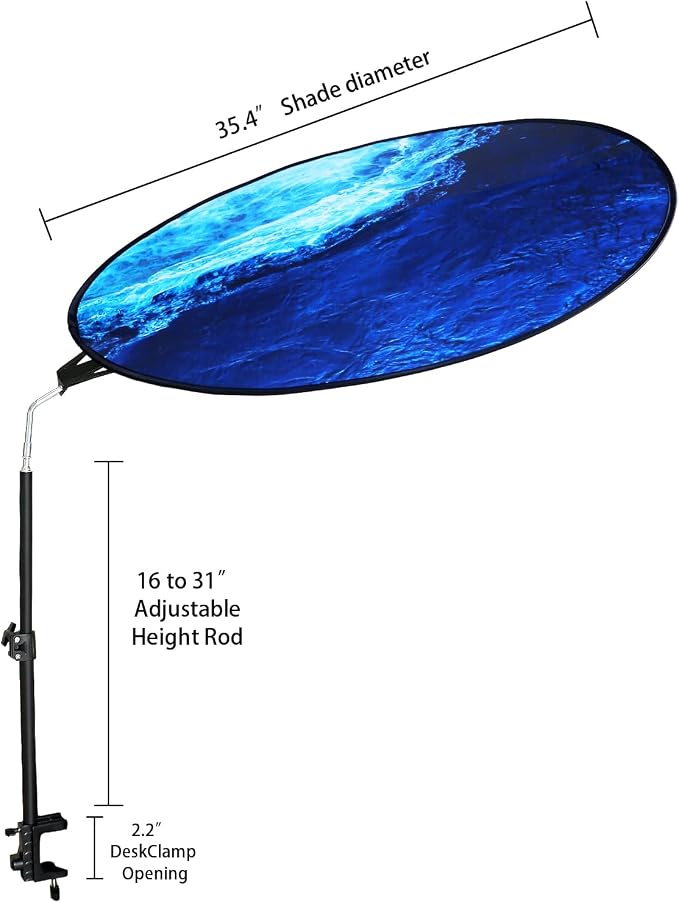 Office Cubicle Desk Shade Anti-Glare Cover Light Sensitive Professionals Cubicle Light Blocker for Workspaces Desk Canopy 36" Circular Shading Light Shade with Clamp