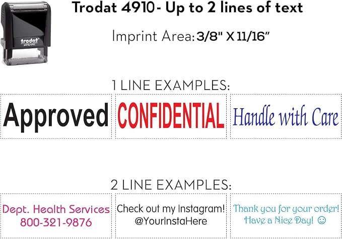 Trodat 4910 Return Address Stamp - Custom Text Stamp - Choose from Many Fonts & Colors!