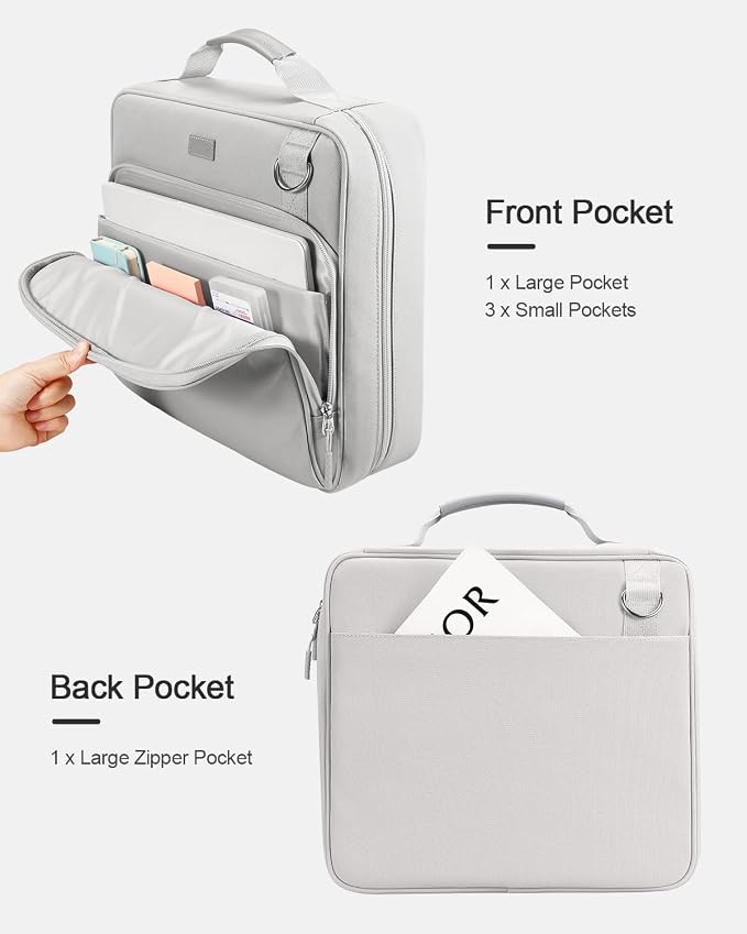 3-Inch 3-Ring Zipper Binder with Shoulder Strap and Multiple Pockets | D-Ring Zip Up Binder with 700 Sheets Capacity, Compatible with 13" MacBook/Tablet, for Middle School, Office, Gray