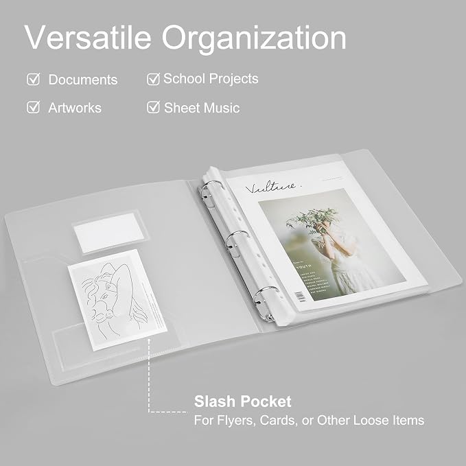 80-Pocket Clear Binder with Plastic Sleeves for Letter/A4 Size | Document Binder Organizer for Papers, Certificates and Artwork, Macaron PP Divider Pages for Presentation