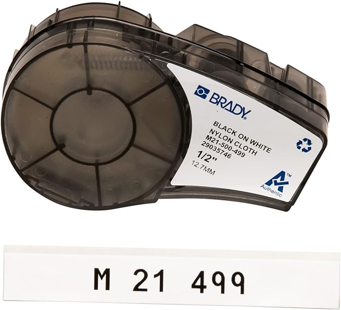 Brady Authentic (M21-500-499) Multi-Purpose Nylon Label for General ID, Wire Marking, and Lab Labeling, Black on White- For M210, M210-LAB, M211, BMP21-PLUS and BMP21-LAB Printers, .5" W 16' L