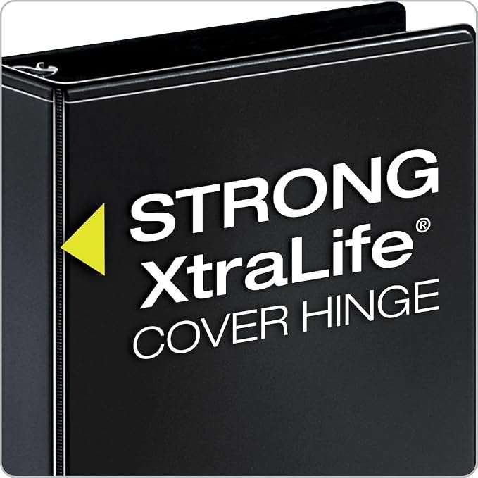 Cardinal Performer 3-Ring Binder, 1", Non-Locking Slant-D Rings, 240-Sheet Capacity, ClearVue Presentation Binder, Nonstick, PVC-Free, Black (17201)