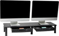 Mind Reader Dual Monitor Stand, Height Adjustable, Desktop Organizer, Laptop Riser, Office, 38.5"L x 11"W x 2.55-6.5"H, Black