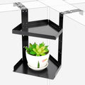 Office Cubicle Shelf, Double Layer Cubicle Storage with Adjustable Hooks | Shelf Organizer Accessories, Height Adjustable Hanging Corner Shelf Store for Plant, Book, Photo Frames, Paper Towel, Black