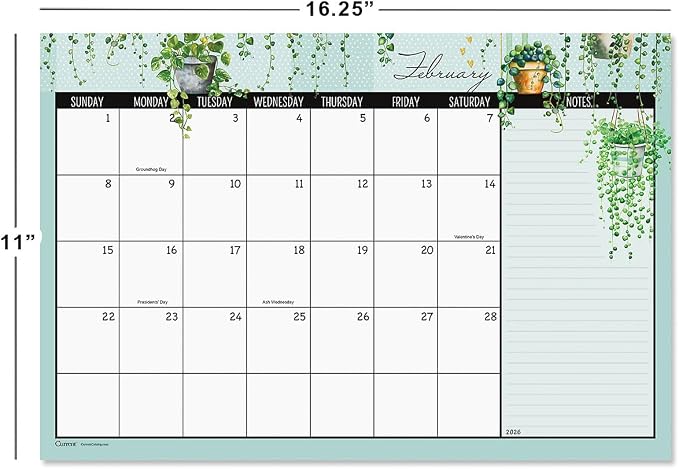Current 2026-2027 Plants Desk Calendar Pad, 11-Inch x 16-1/4-Inch Size, Large 24-Month Bookstore-Quality Calendars for Kitchen & Office