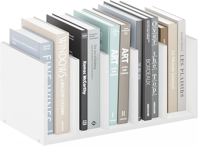 Furinno HERMITE Desk File Folder Organizers, 5-Space Vertical Desktop Office Organization Racks, Desk Top Display Book Shelf, for Paper, Office Supplies, Magazine, White