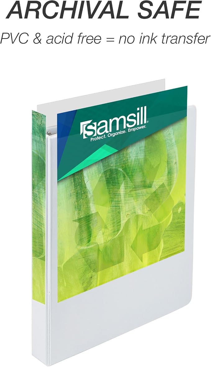 Samsill Plant-Based 1 Inch Durable Round Ring, View Binder, Eco-Friendly, USDA Certified Biobased, 12 Pack, White