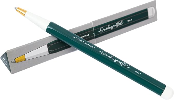 LEUCHTTURM1917 - Drehgriffel Writing Pen (Forest Green) - Ballpoint Pen with Royal Blue Ink Included