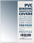 HOUYEE 100 Pack 5 Mil Clear Binding Presentation Covers,PVC,8.5" x 11" | Clear Covers for Binding, Transparent Plastic Binding Covers, Square Corner, Letter Size, for School Office