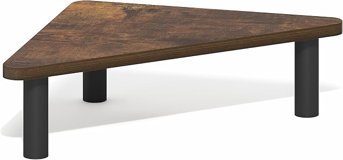 Furinno Turn-N-Tube Monitor Stand Riser, 19.6" Wide Triangle Corner Monitor Riser, Laptop Stand for Desk, Office Desk Accessories, Desktop Organizers and Accessories, Toolless Assembly, Amber Pine