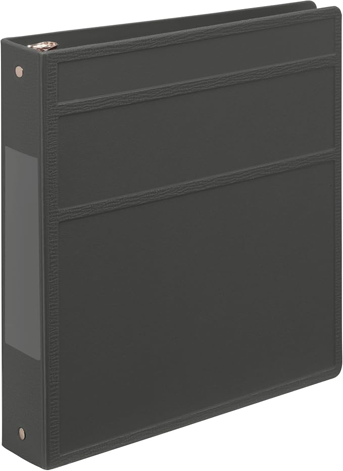 Carstens 1.5-Inch Heavy Duty 3-Ring Binder - Side Opening, Charcoal Gray, Durable Plastic, Precision No-Gap Rings, Waterproof Cover, No Pockets, Holds 250 Sheets, BPA-Free, Made in USA (2042-3R)