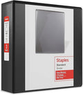 Staples Standard 3-Inch D-Ring View Binder, Holds Up to 600 Sheets, Black, Large Capacity Binder for Office & School