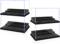 Pokiiulk Display Cases for Minifigures, 4 Mini-Figure Display Boxes Fits for Block Figures, Minifigures Cases with 3 Removable Stands Fits for Minifigs, Characters Models, L, Black