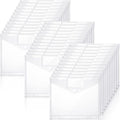 Yeaqee 100 Pcs Binder Pockets 11 Holes, Clear Poly Binder Envelopes with Hook Loop Closure and Label Pocket, Fits 8.5x11 Letter Size for 2/3/4 Ring Binders, Back to School Supplies