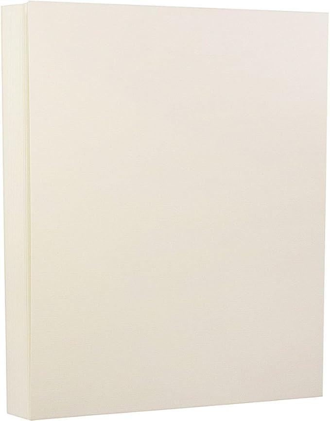 JAM PAPER Strathmore 80lb Cardstock - 8.5 x 11 Coverstock - 216 gsm - Natural White Linen - 30% recycled - 50 Sheets/Pack