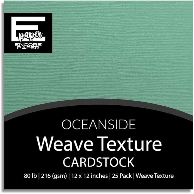 OCEANSIDE—12x12 Textured Cardstock | 80lb Textured Green Scrapbook Paper | Premium Cardstock for Cricut Cutting | 25 Sheets