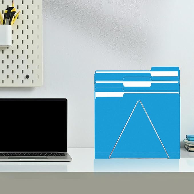 File Folder, RAZCC 100 Pack 1/3 Cut Tab File Folders Letter Size, Blue, Colored Folders with Tab Great for Organizing and Easy File Storage
