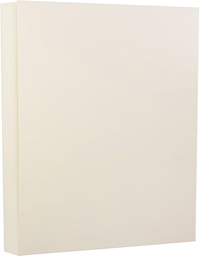 JAM PAPER Strathmore 80lb Cardstock - 8.5 x 11 Coverstock - 216 gsm - Natural White Linen - 30% recycled - 50 Sheets/Pack
