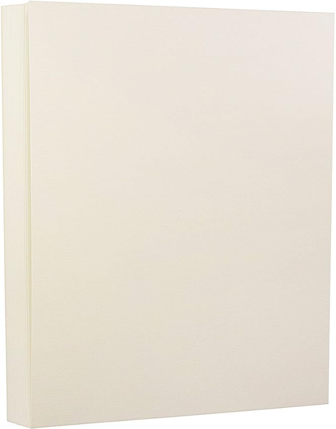 JAM PAPER Strathmore 80lb Cardstock - 8.5 x 11 Coverstock - 216 gsm - Natural White Linen - 30% recycled - 250 Sheets/Ream