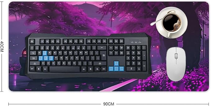 Large Mouse Pad Anime JDM Car S13 Purple Flowers Static Desk Mat Computer Accessories Gaming Office Organizers Supplies Decor Essentials Keyboard Pads for Desk Rubber 40x90cm