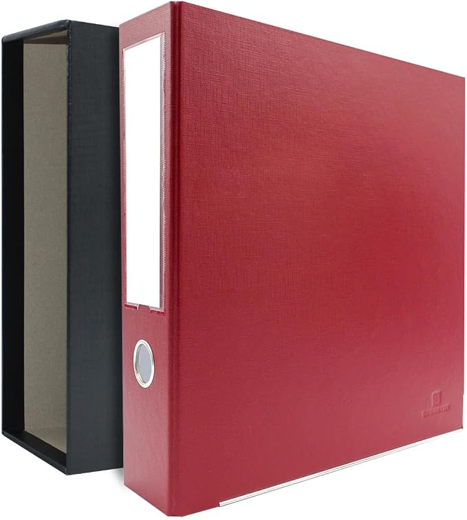 3-Ring Premium Binder & Slip Case - Brick Red, by Bindertek | 3" Spine Width, 525 Sheet Capacity, 2" D-Rings, Linen-Textured Covers, Steel Reinforced Edges