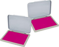 2 Pack Metal Case Stamp Pad Medium Size, Magenta Purple Color - Size: 3" x 4" - Choose from 15 Ink Colors