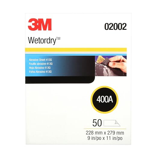 3M Wetordry Abrasive Sheet, 213Q, 02040, P320, 9 in x 11 in | 50 Sandpaper Sheets, for Auto Sanding, Metal Sanding, Finishing, Paint Prep