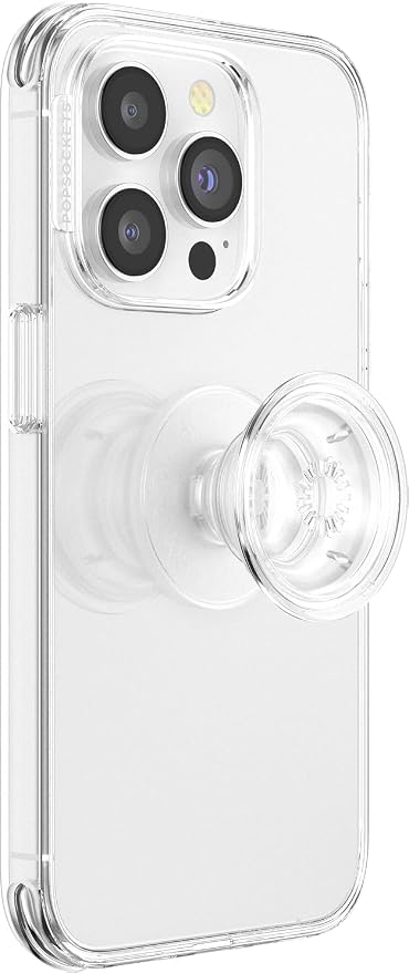 PopSockets Adhesive Phone Grip, Holder- Clear | Secure Comfortable Hold, Anti-Drop, Kickstand, Clear, Translucent