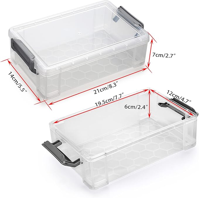 BTSKY 4 Pack Extra Large Plastic Pencil Box Stackable, Translucent, Grey | Clear Pencil Caase Crayon Box Set Marker Organizer Art Supply Storage Organizer for Gel Pens Pencils Erasers Tape Markers etc