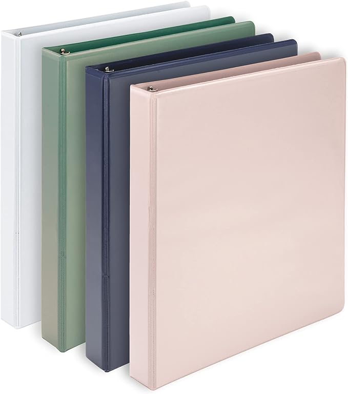 Samsill Plant Based Durable D-Ring Binders – 1 Inch 3 Ring Binder with 225 Sheet Capacity, Eco Friendly School and Office Supplies (4-Pack, Boho)
