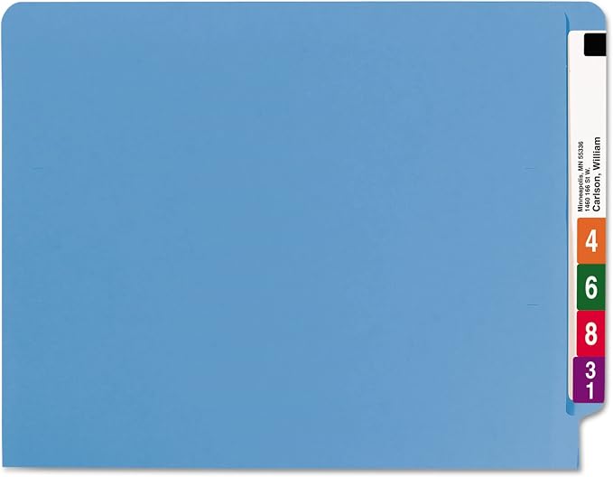 Smead End Tab File Folder, Shelf-Master Reinforced Straight-Cut Tab, Letter Size, Blue, 100 per Box (25010)